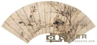任伯年 1892年作 捕鱼图 扇面 18×52cm